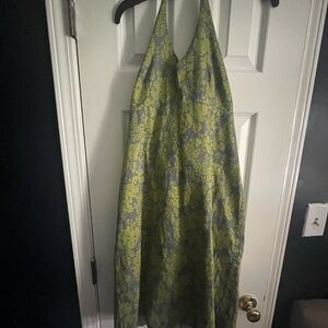 J. Crew Gray and Green Floral Dress